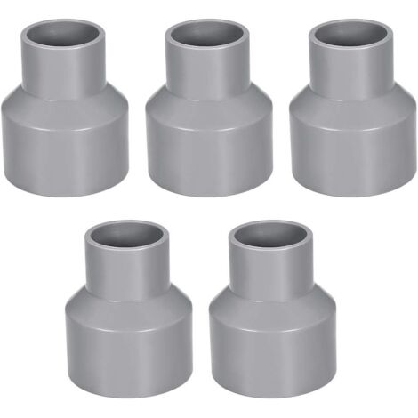 Sollbry Reductor de tubería de PVC de 50 mm x 32 mm, acoplamiento de cubo a cubo, gris, 5 unidades