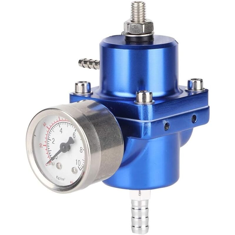 Sollbry Régulateur de Pression de Turbo 0-140 psi Kit de Tuyau de Jauge de Régulateur de Pression de Carburant Réglable Universel(Bleu)