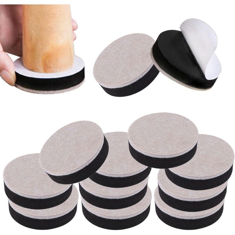 Sollbry - Rehausseurs de Meubles Autocollants 12 Pièces Pieds Ronds Autocollants pour Meubles Réhausseur Pied de Table Rehausseur Pieds de Lit et