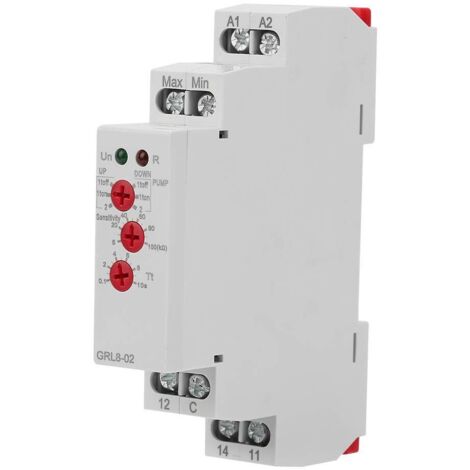 Sollbry Relais de contrôle de Niveau de Liquide GRL8-02 Contrôleur de Niveau d'eau AC/DC 10A 24V-240V