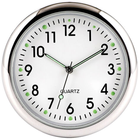 Sollbry Reloj redondo blanco para coche, luminoso, para salpicadero, de cuarzo, apto para cualquier coche (40 x 40 mm)