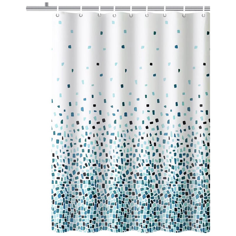 Rideau de douche bleu mosaïque anti-moisissure, résistant à la moisissure Dimensions : 180 x 180 cm Tissu hydrofuge (bleu mosaïque) - Sollbry