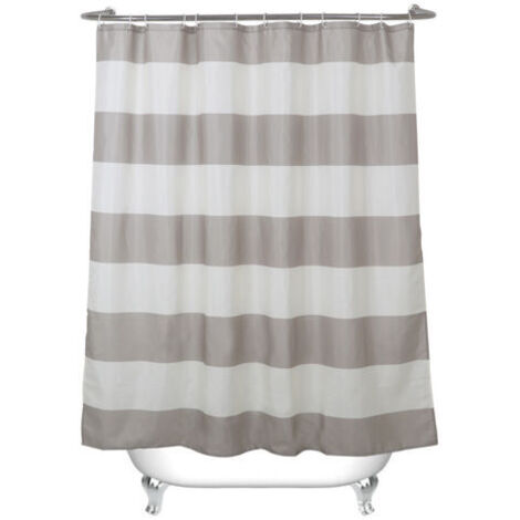 Sollbry Rideau de Douche Rayures Taupe avec 12 Crochets,Beige Rideau en Tissu Résistant À la Moisissure Imperméable pour Salle de Bain,72 "X 72"(180X180cm)