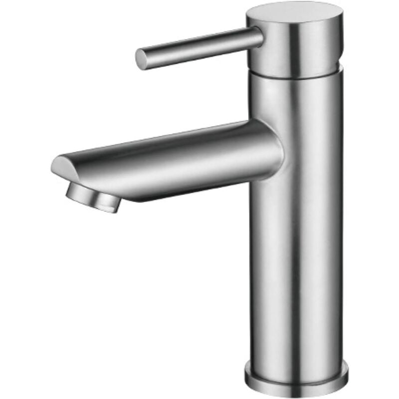 Sollbry - Robinets d'évier, robinet de salle de bain monotrou, robinet d'évier chaud et froid en acier inoxydable avec tuyau antidéflagrant en acier