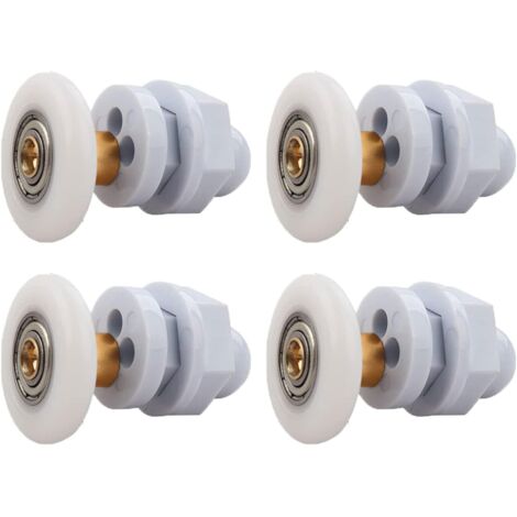 Sollbry Rodillos para mampara de ducha, 4 piezas de latón para puertas corredizas de ducha, para reemplazo de rieles de puerta corrediza de vidrio (27 mm)