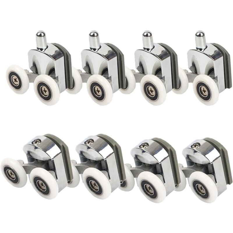 Sollbry - Roulettes de porte de douche, Roulettes de porte de douche 23mm Roulettes de curseur Poulies 8PCS Diamètre de la porte de douche Haut Bas