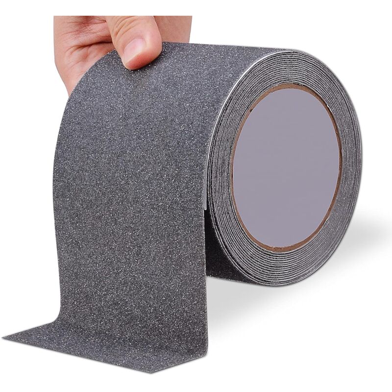 Sollbry - Ruban adhésif antidérapant très résistant pour escaliers, extérieur/intérieur, étanche, 10 cm x 5 m, rouleau antidérapant de sécurité pour