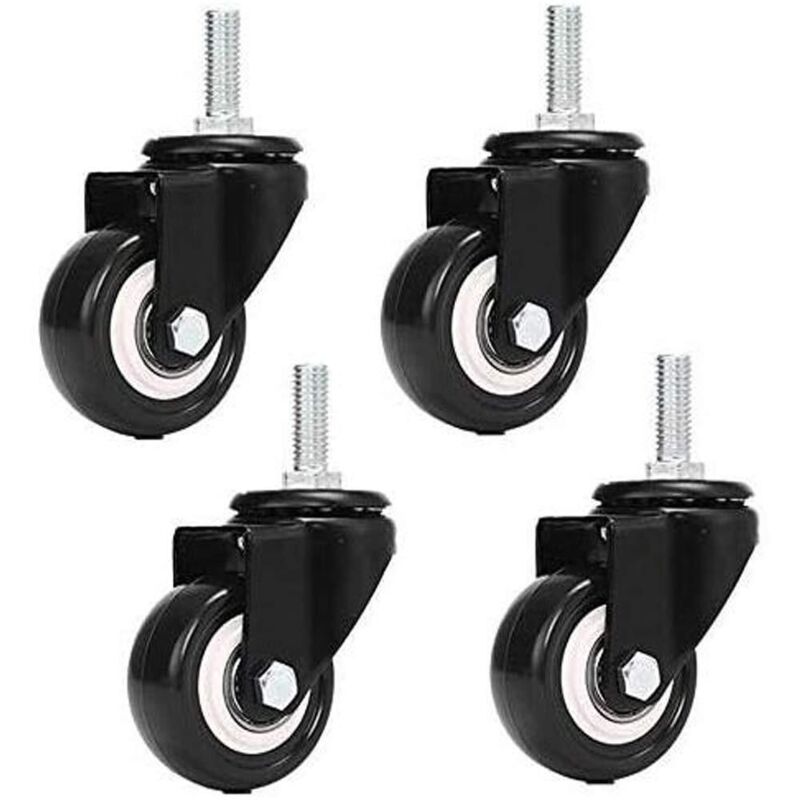 Sollbry - Ruedas giratorias de pu para muebles, de repuesto, M8 x 25 mm, 4 unidades, con capacidad de carga de 240 kg (sin freno)