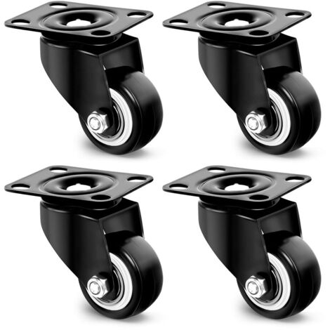 Sollbry Ruedas para muebles, 4 ruedas resistentes, giratorias de 360 grados con freno, 40 mm, silenciosas, para electrodomésticos y muebles.
