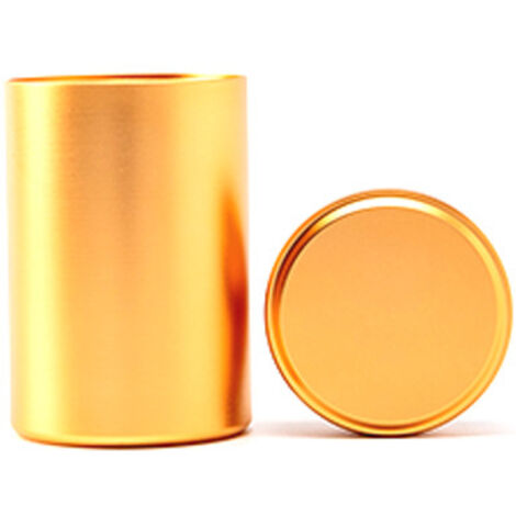 Sollbry Runde Teedosen aus Aluminiumlegierung, Mini-tragbares versiegeltes Glas für Kaffee, Tee, Süßigkeiten, lose Teeblätter (Golden)