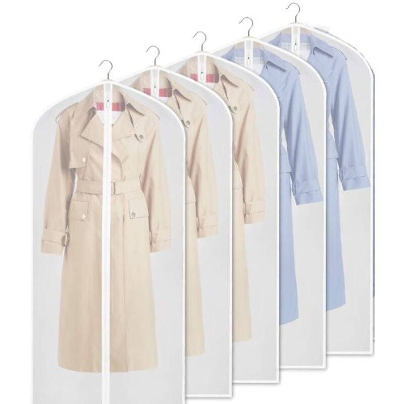 Sac à vêtements transparent pour le rangement des vêtements, 140 cm, avec fermeture éclair sur toute la longueur, pour le rangement des vêtements