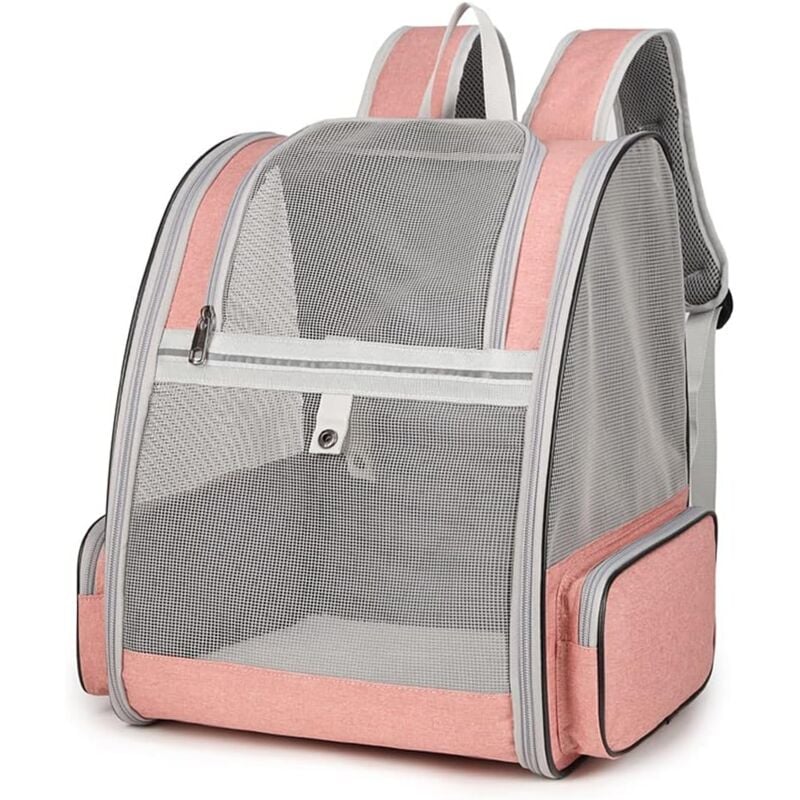 Sollbry Sac de Transport pour Chats Petits Chiens 7.5kg, Sac à Dos en Filet Respirant pour Petit Animaux, Pliable Spacieux avec Matelas en Peluche