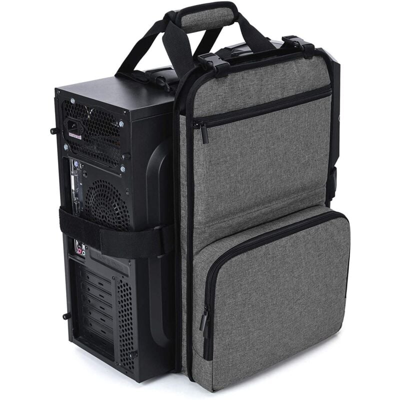 Sollbry - Sac D'ordinateur de Bureau, Sac Porter D'ordinateur Tour Gamer Transport avec Poches pour Clavier, Souris et Accessoirs, Idéal pour