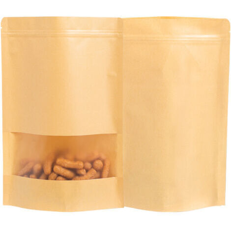 Sollbry Sachet Kraft Alimentaire, Sachet Craft, Sachet Kraft Zip, Emballage Alimentaire, S'appliquent aux Noix, grains de café, feuilles de thé, épices, etc. (9x14cm 100pièce)