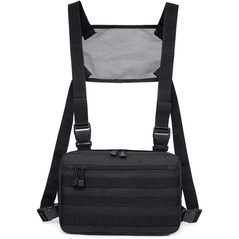 Sollbry - Sacs de poitrine tactiques pour hommes, sac de poitrine fonctionnel unisexe, Streetwear Hip Hop, sacs de gilet de poitrine, poche croisée