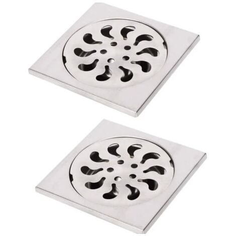 Sollbry Scarico a pavimento in acciaio inossidabile antiodore quadrato per bagno, 2 pezzi, scarico a pavimento per doccia, 90x90x30 mm