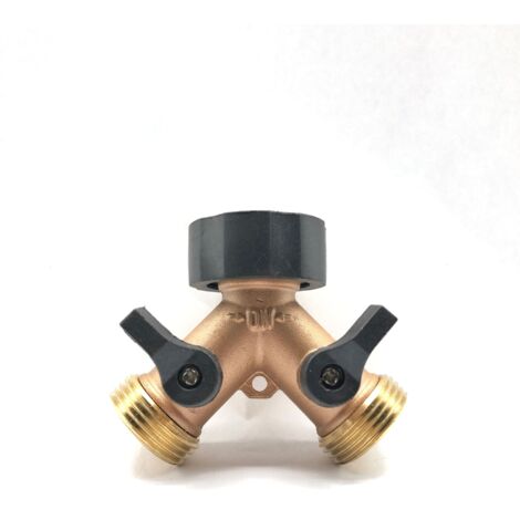 Sollbry Schlauchanschluss, Messing-Wasserhahn-Adapter, 2-Wege-Y-Form, 3/4-Schlauchanschluss für Hausgarten, Bewässerung oder Waschen (europäischer Standard)