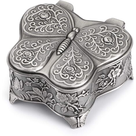 Sollbry Schmetterlings-Schmuckkästchen, Vintage-Schmuckkästchen aus Metall, Zubehör-Organizer für Ringe, Ohrringe, Halsketten, Andenken