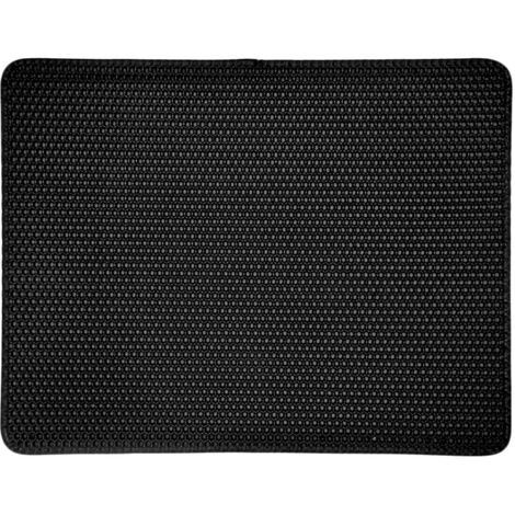 Sollbry Schwarze Katzentoilette für Katzentoilette, rutschfeste große doppellagige Waben-Anti-Spur-Matte für Katzen, waschbar und leicht zu reinigen (61 x 38,1 cm, schwarz)