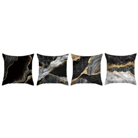 Sollbry Schwarzgoldene Kissenbezüge, Sofakissen für Wohnzimmer, 18 x 18, 4er-Set, abstrakte Marmor-Sofakissen, dekorative Überwurfkissen für Couch, Bett, Wohnzimmer, Sofa, Outdoor, Auto-Kissenbezüge