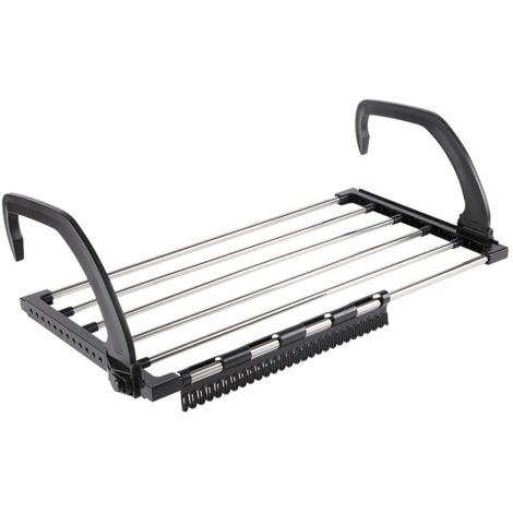 Sollbry Secador de pañales plegable multifuncional, lavadora y secadora, toallero interior, tubo redondo (negro, 59 × 32 cm)