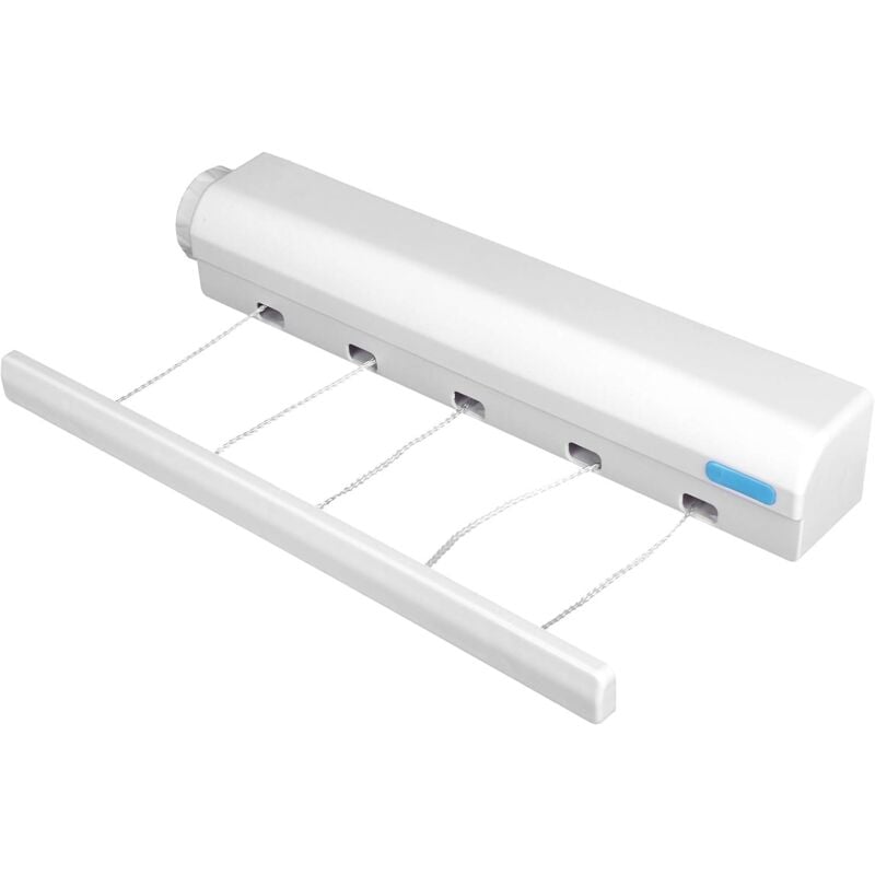 Séchoir Mural Sèche Linge Dépliable avec 5 Fils Etendoir à Linge Robuste Extensible jusqu'à 3,75m pour Intérieur et Extérieur Fixé Entre Deux Murs de