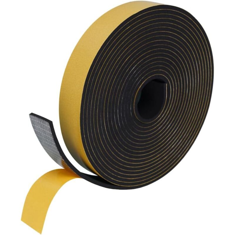 Sollbry Sellador de ventana aislante antifrío, sellador autoadhesivo para puertas y ventanas, aislamiento acústico, sellador de espuma (25 mm x 3 mm