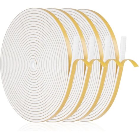 Sollbry Sellador de ventanas aislante antifrío, 20 m de espuma adhesiva para puerta de entrada, 6 x 3 mm, tira de sellado autoadhesiva, aislante para ventanas contra viento, lluvia y ruido (blanco)