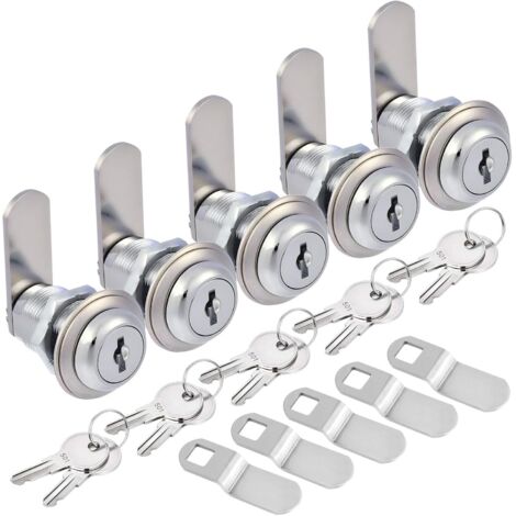 Sollbry Serrures d'armoire avec clés, serrures de camping-car, serrures à came pour boîte à outils, serrures de boîte aux lettres, lot de 5, serrures identiques, serrures de rangement pour camping-car