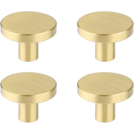 Sollbry Set mit 4 goldenen Küchenschrankknöpfen, massive Messingknöpfe für Kommodenschubladen, runde, minimalistische Badezimmerschrankgriffe, moderne Möbelbeschläge (2,5 x 2 cm)