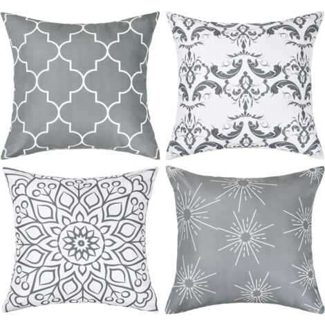 Sollbry Set mit 4 weichen Kissenbezügen, 45 x 45 cm, Sofa, weiche dekorative Kissenbezüge für Sofa und Schlafzimmer, Grau