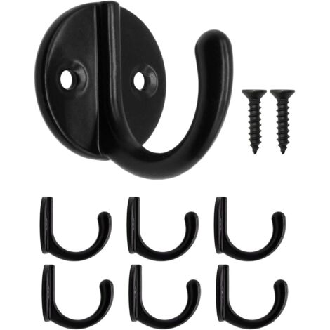 Sollbry Set mit 6 Eisenhaken für Garderobe, Handtuchhalter, Schwarz