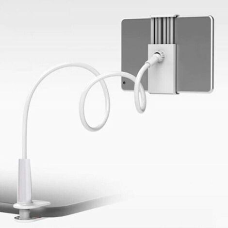 Sollbry Soporte de brazo giratorio plegable de 360° para iPad, teléfono y tableta, ideal para lectura relajada, longitud: 75 cm, color blanco