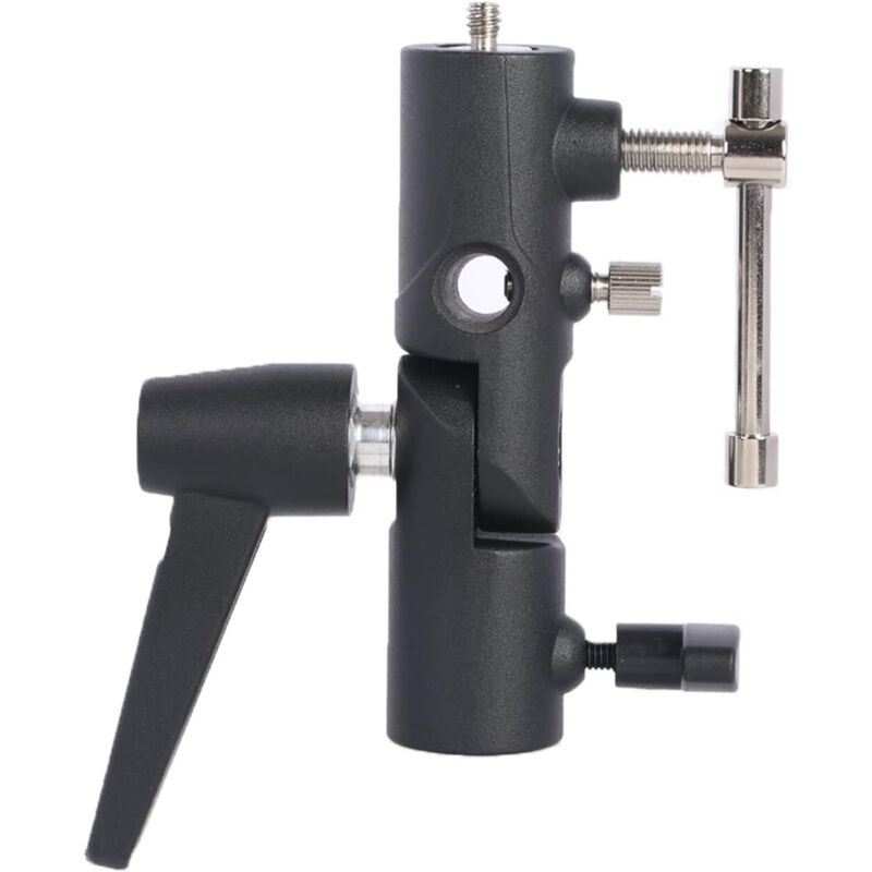 Soporte de flash para cámara, ajustable a 180° con adaptador de tornillo de 1/4' a 3/8', para trípode, soporte de luz y paraguas. - Sollbry