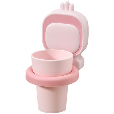 Sollbry Soporte de pared para cepillos de dientes y pasta de dientes para baño, organizador de accesorios y vaso antigoteo (rosa)