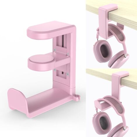 Sollbry Soporte para auriculares con gancho para juegos, soporte para auriculares con abrazadera de brazo ajustable y giratorio, diseño para debajo del escritorio, ajuste universal