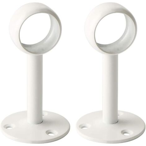 Sollbry Soporte para barra de cortina, soporte para barra de armario con tornillos, montaje en techo para cortina y armario, acero inoxidable blanco brillante, diámetro 26 mm, 2 unidades