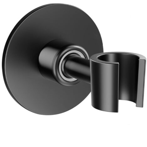 Sollbry Soporte universal para cabezal de ducha sin perforar, de acero inoxidable 304, para montaje en pared con adhesivo resistente, ajustable 360° (negro)