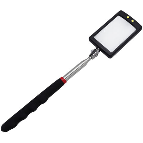 Sollbry Specchi telescopici, specchio telescopico a LED, specchio telescopico meccanico, specchi di ispezione regolabili, specchi di ispezione telescopici con 2 luci LED luminose, quadrati