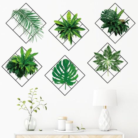 Sollbry Sticker mural 3D, motif de plantes vertes, simulation de plantes suspendues, 3D, plantes vertes, autocollant mural autocollant mural pour chambre à coucher, salon, bureau, cuisine
