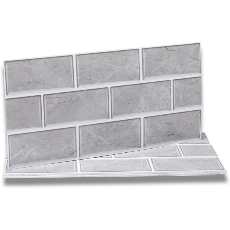 Stickers Adhésive Carrelage Gris 12 pièces pour Salle de Bains et Cuisine, Crédence Cuisine, Imperméables Carrelage Carreaux Adhésif Mural 30 x 15 cm
