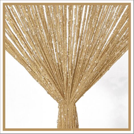 Sollbry String Curtains for Doors Sparkle Beaded Curtains Door Sparkle Beaded Curtain Open Closet Hanging Linen Hippie Sparkle Beads Window Panel for Girls (Champagne, 39"×79" in)