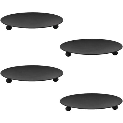 Sollbry Stück 11 cm Metall-Kerzenhalter aus Schmiedeeisen, schwarzer Kerzenhalter, Säulentablett, Retro-Kandelaber für Hochzeit, Heimdekoration, Weihnachten, Geburtstag, Geschenk, Abendessen bei Kerze