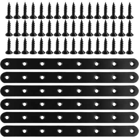Sollbry Stück schwarze Lochplatten-Flachverbinder, Lochplattenhalterung, 244 x 20 x 3 mm, Metall-Befestigungsplatte, flache Halterung, flache Halterungen, Unterstützung für die Befestigung von Möbeln