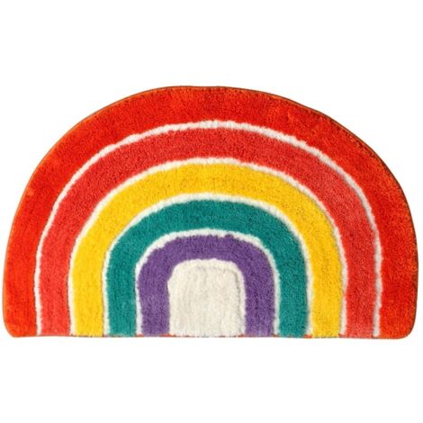 Sollbry Stück Teppich Teppich Badezimmermatte Kinderteppich Saugfähige Bodenmatte Regenbogen-Bodenmatte Bodenmatte Halbrunde Bodenmatte Zuhause Rutschfeste Matte Wasser absorbieren