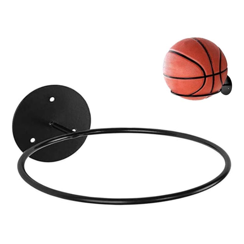 Support de Ballon Mural, Mur de Support de Ballon, Métal Support de Ballon Mural pour Basketball Football Rugby Volleyball Football Scoreboard (Noir)