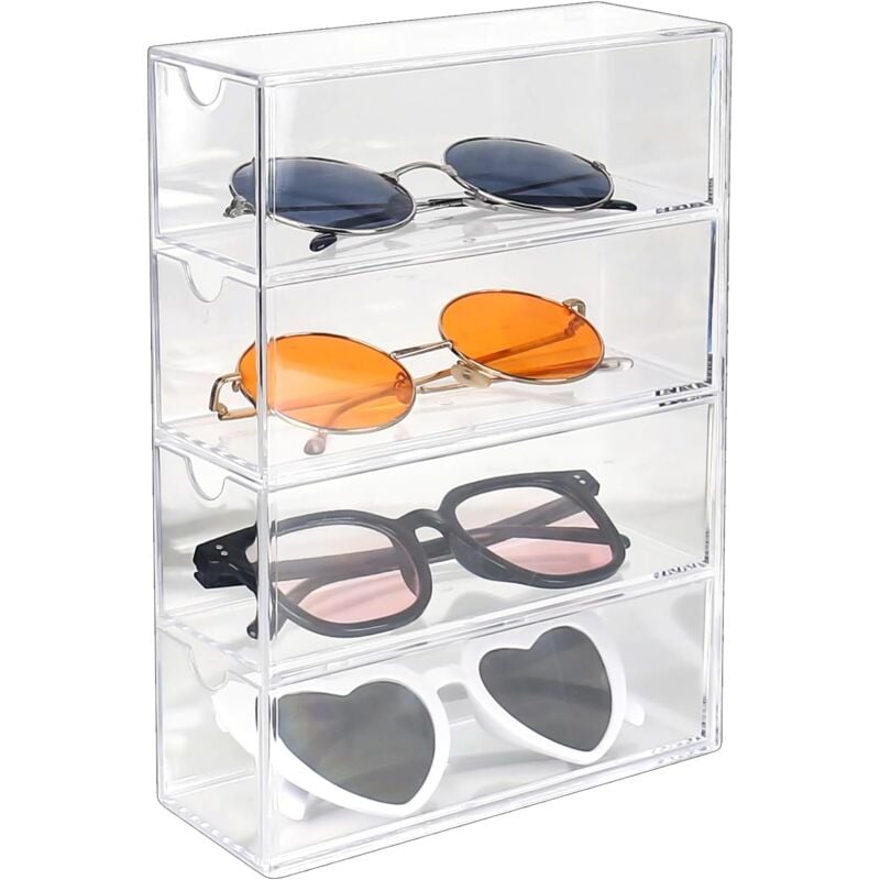 Sollbry Support de Lunettes Boîte à Bijoux Présentoir De Lunettes Porte Organisateur avec 4 tiroirs Jewelry boîte de rangement pour bijoux Vitrines