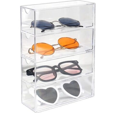 Sollbry Support de Lunettes Boîte à Bijoux Présentoir De Lunettes Porte Organisateur avec 4 tiroirs Jewelry boîte de rangement pour bijoux Vitrines Tiroirs Support Lunette pour Lunettes, Bijoux, Montr