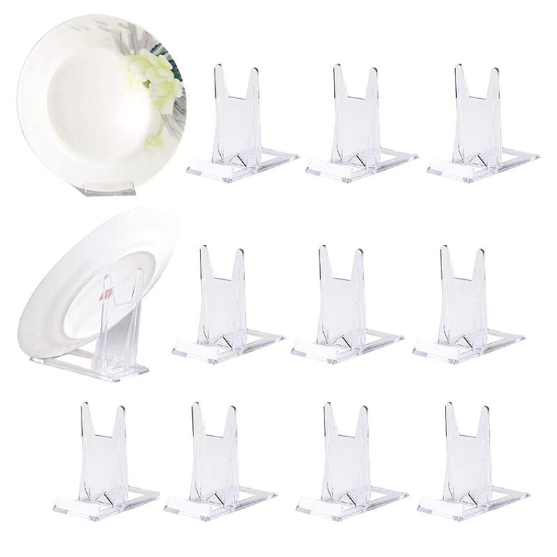 Sollbry - Support de Présentation Réglable 12 Pièces Porte Assiette Supports de Plaque Affichage en Plastique Transparent pour Cadres Photo, cd,