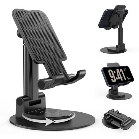 Sollbry Support de téléphone, support de tablette pliable, support de téléphone de bureau, Compatible avec Samsung Huawei iPad Mini iPhone tous les smartphones-noir